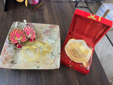 Wholesale Lot IndiaGiftHub Gold Silver Plated Bowl With White Basket And Lotus Hanging, Return Gifts, Serving Bowls, Wedding Gifts